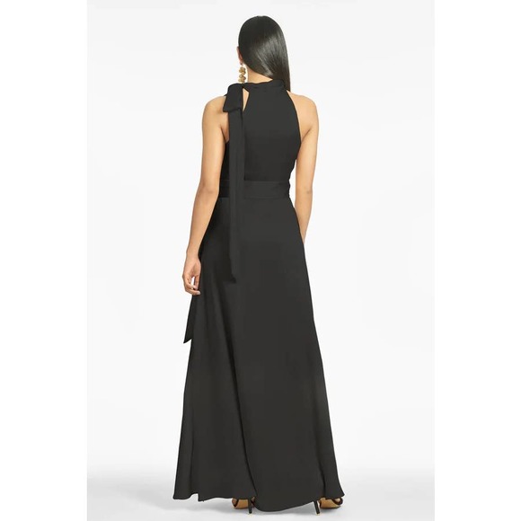 NEW Sachin & Babi Kayla Maxi Dress Women's Size 12 Black Self-Tie Neck - Picture 3 of 6